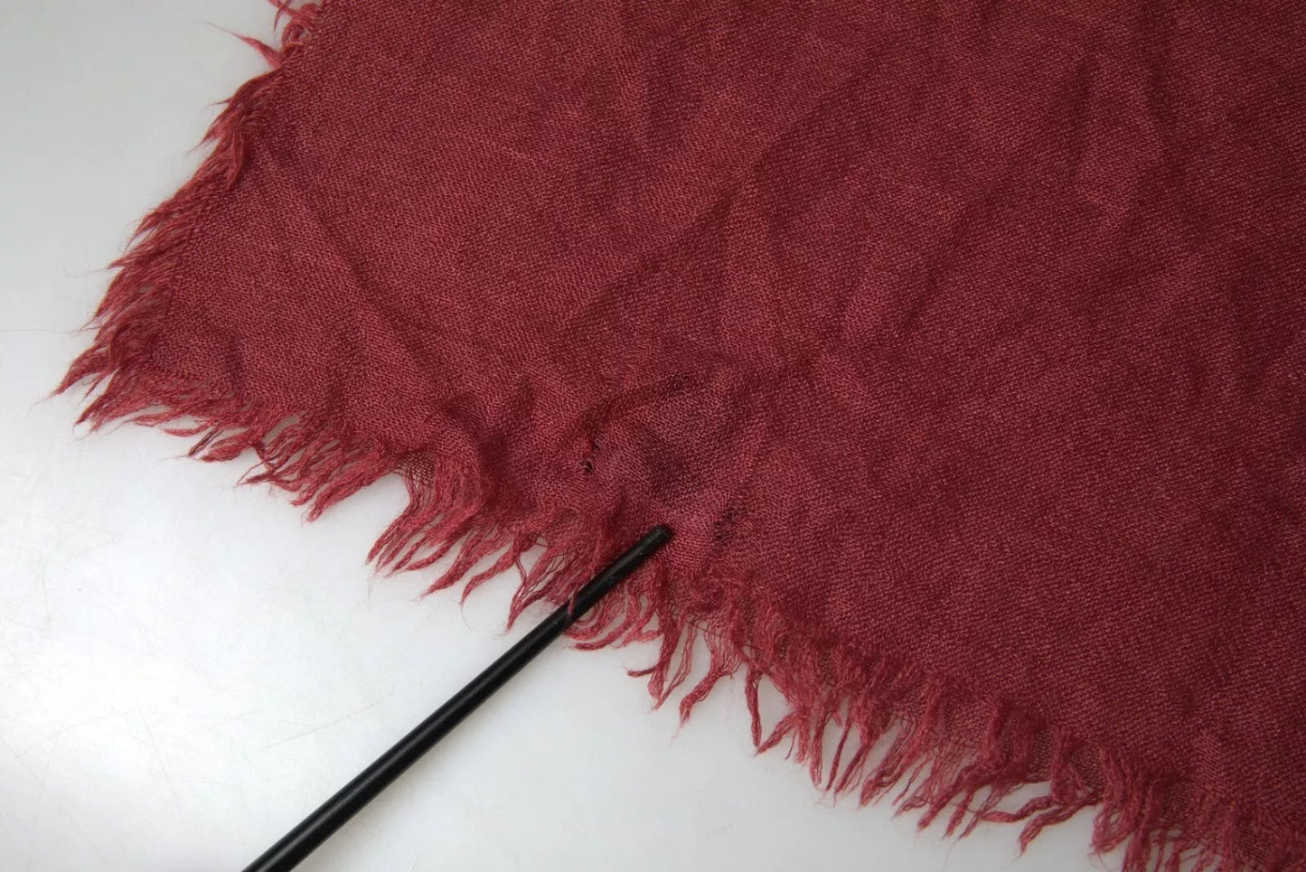 Dolce & Gabbana Maroon Cashmere Knit Wrap Shawl Fringe Scarf