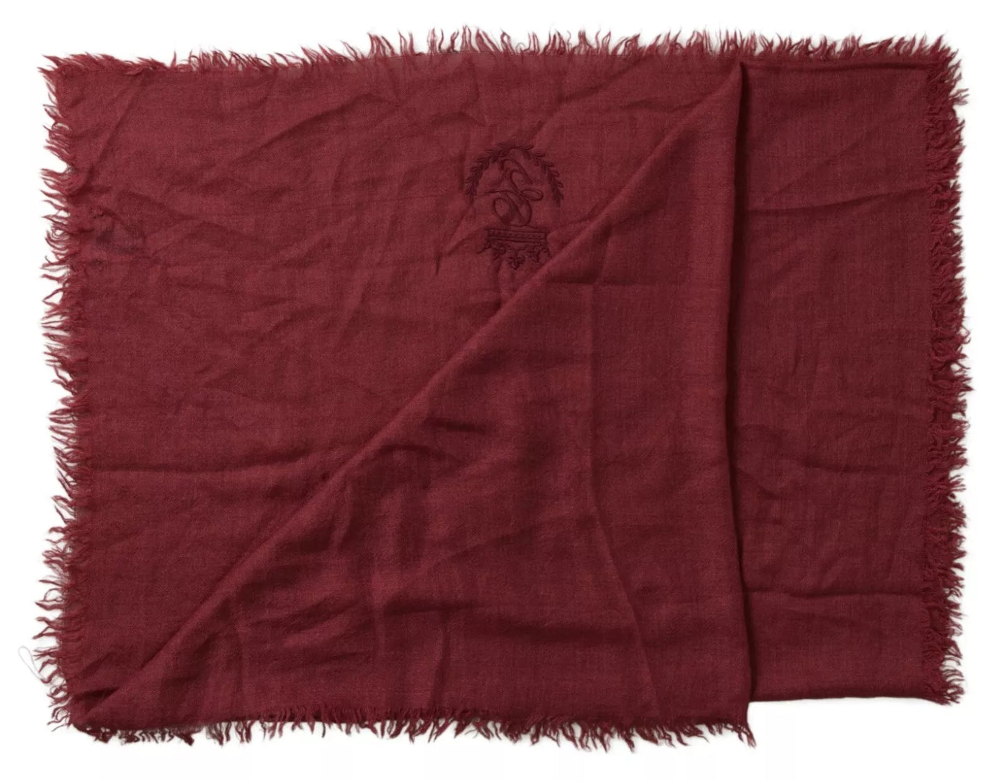 Dolce & Gabbana Maroon Cashmere Knit Wrap Shawl Fringe Scarf