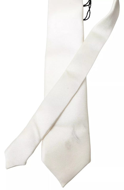 Dolce & Gabbana Off White Satin Silk Classic Men Necktie