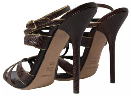 Dolce & Gabbana Brown Ankle Strap Stiletto Heels Sandals Shoes