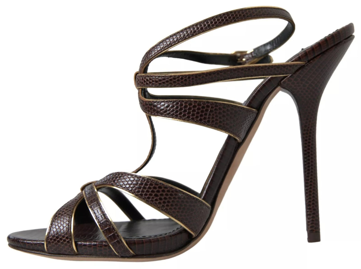 Dolce & Gabbana Brown Ankle Strap Stiletto Heels Sandals Shoes