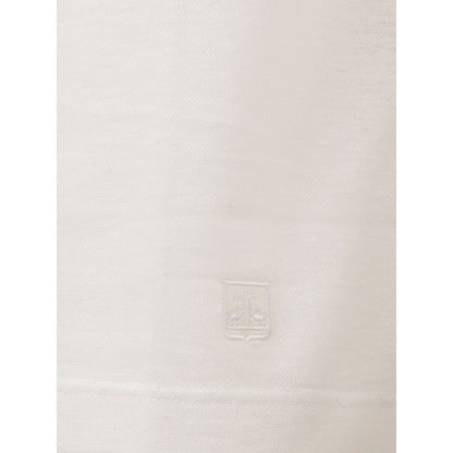 Corneliani White Linen Polo Shirt