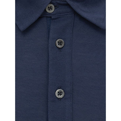 Corneliani Navy Blue Cotton Polo Shirt