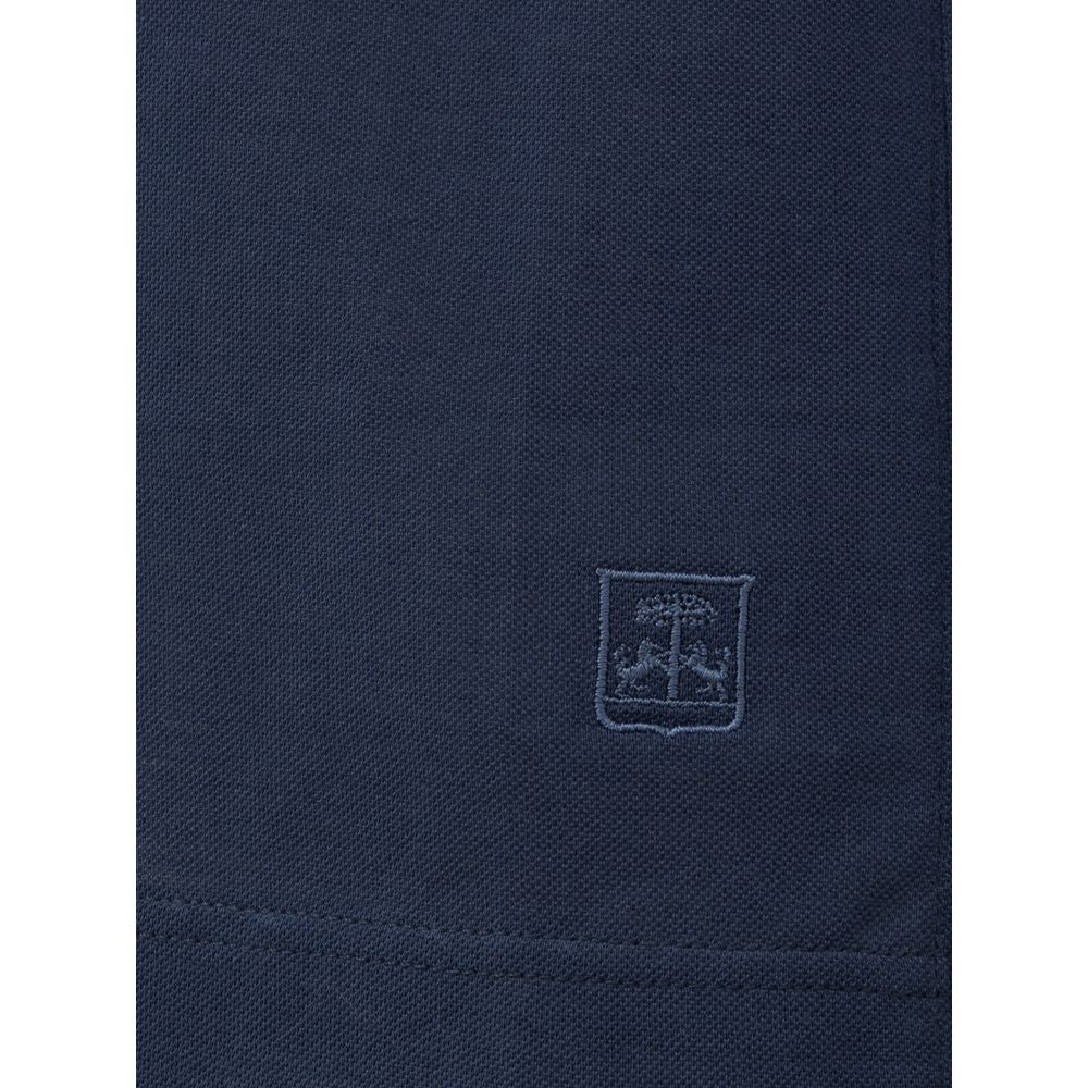 Corneliani Navy Blue Cotton Polo Shirt