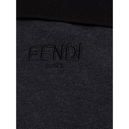 Fendi Black Cotton Polo Shirt