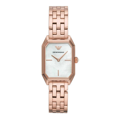 Armani-Armbanduhr aus roségoldfarbenem Stahl