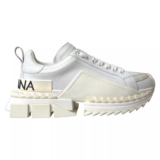 Dolce & Gabbana White Leather Super Queen Women Sneakers