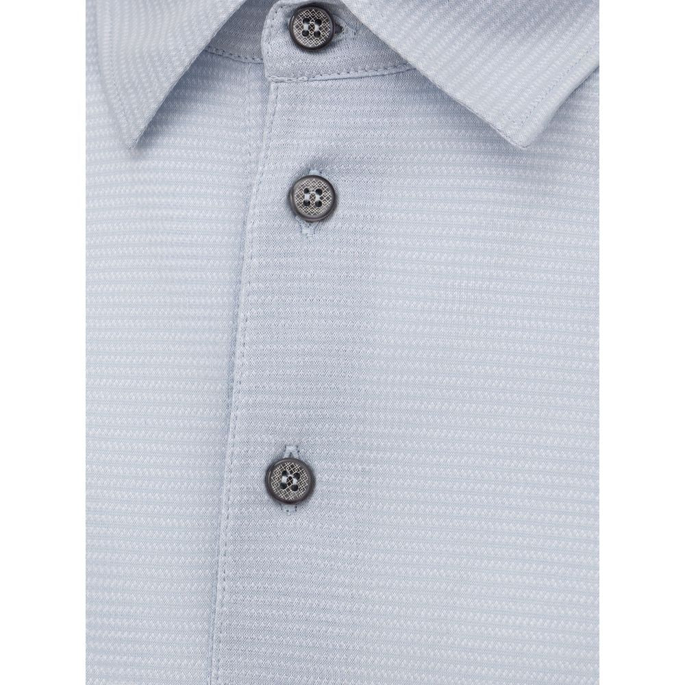 Canali Light Blue Cotton Polo Shirt