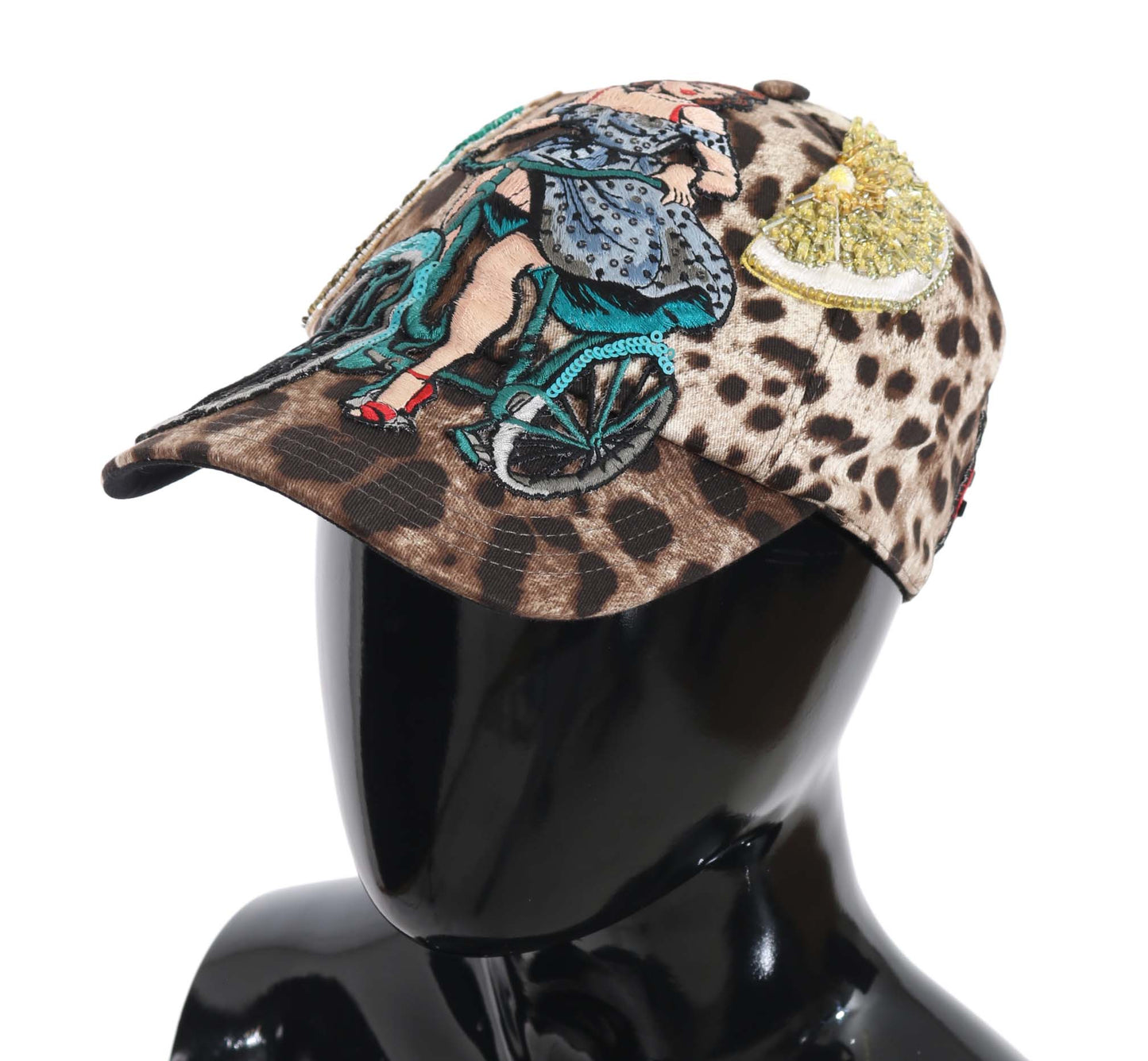 Casquette de baseball à appliques léopard marron à paillettes Sicile