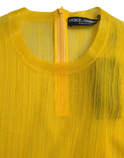 Dolce & Gabbana Yellow Sheer Polyester Long Sleeves Blouse