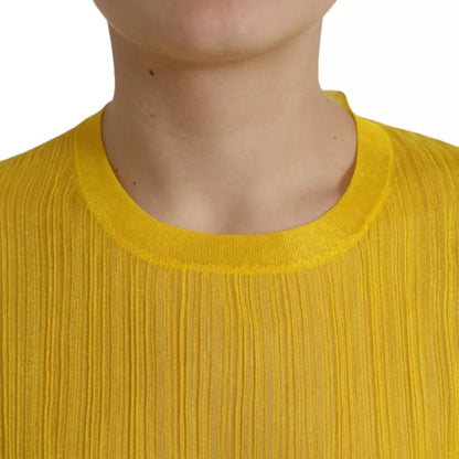 Dolce & Gabbana Yellow Sheer Polyester Long Sleeves Blouse