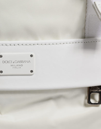 Dolce & Gabbana White Nylon Rubber Logo Backpack Rucksack Bag