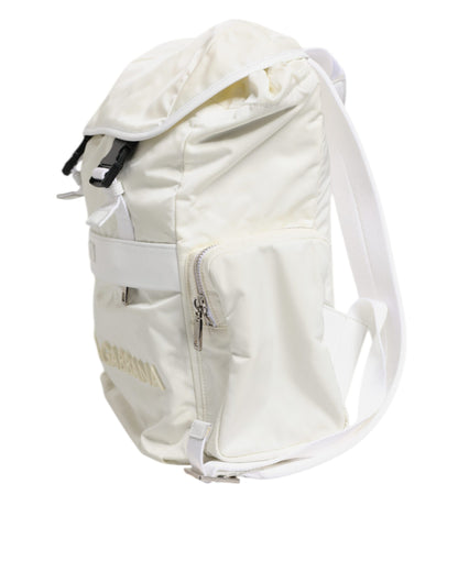 Dolce & Gabbana White Nylon Rubber Logo Backpack Rucksack Bag