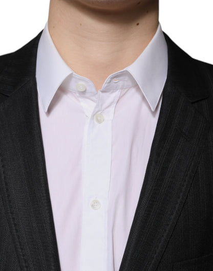 Dolce & Gabbana Black Stripe Wool Single Breasted Blazer