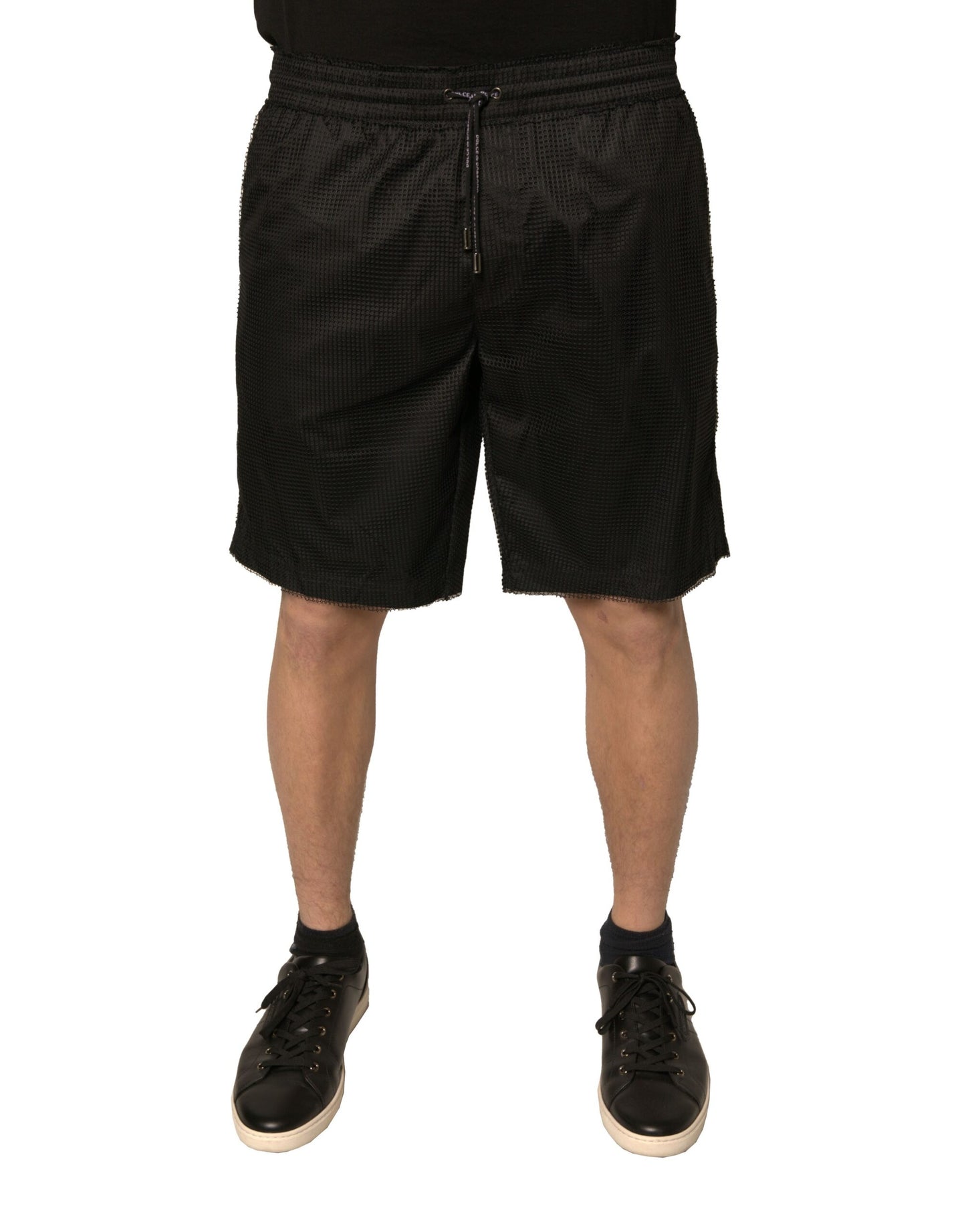 Dolce & Gabbana Black Polyester Jersey Mid Waist Shorts