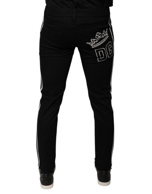 Dolce & Gabbana Black Crown Cotton Stretch Skinny Denim Jeans