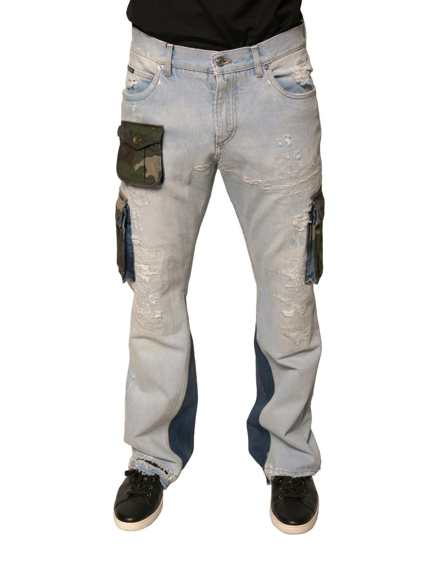 Dolce & Gabbana Light Blue Cotton Cargo Straight Denim Jeans