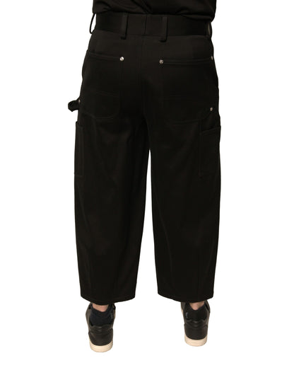 Dolce & Gabbana Black Cotton Mid Waist Cropped Pants