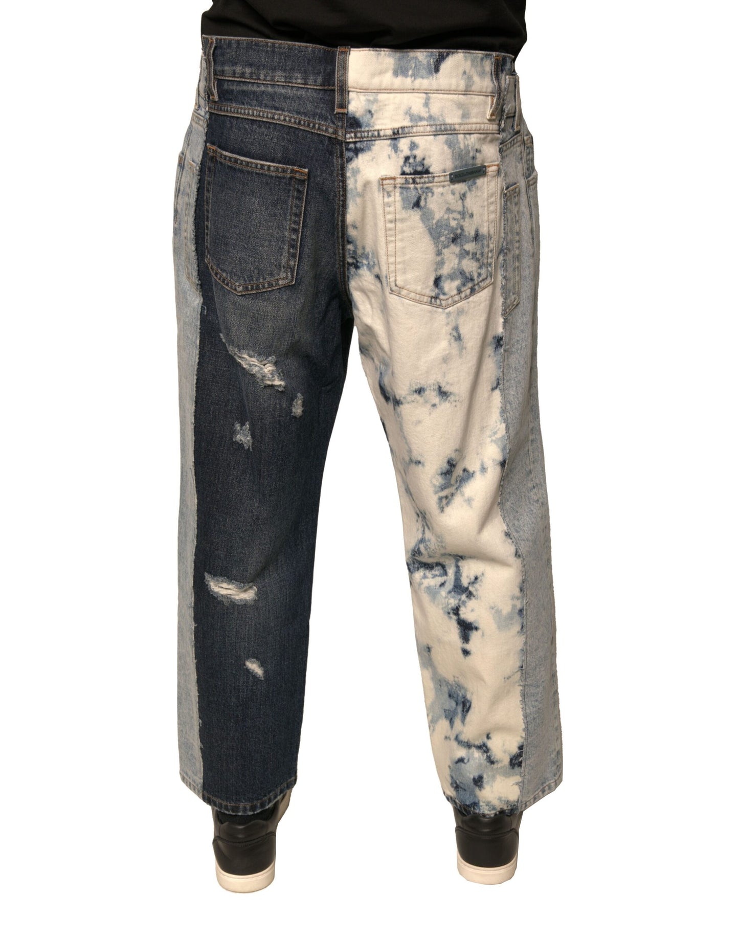 Dolce & Gabbana Multicolor Patchwork Cotton Straight Men Denim Jeans