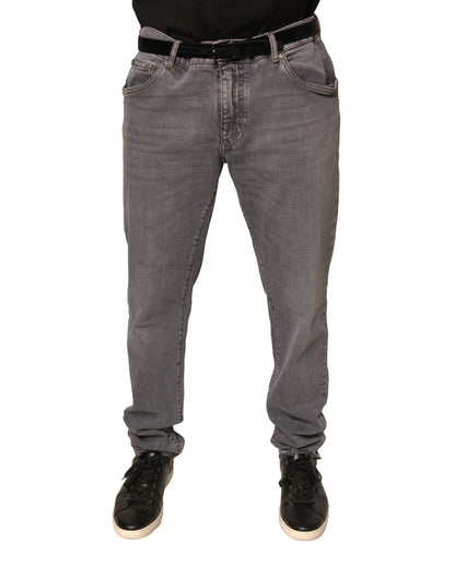 Dolce & Gabbana Gray Logo Cotton Stretch Skinny Denim Jeans