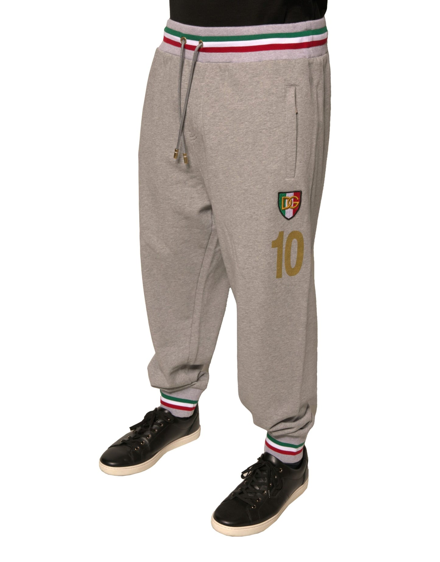 Dolce & Gabbana Gray Logo Patch Jogger Cotton Sweatpants Pants