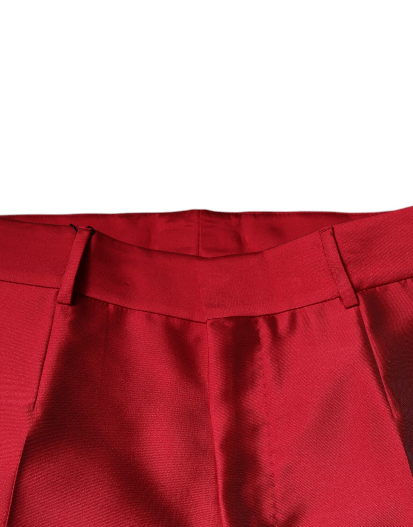 Dolce & Gabbana Red Silk Slim Fit Mid Waist Dress Formal Pants