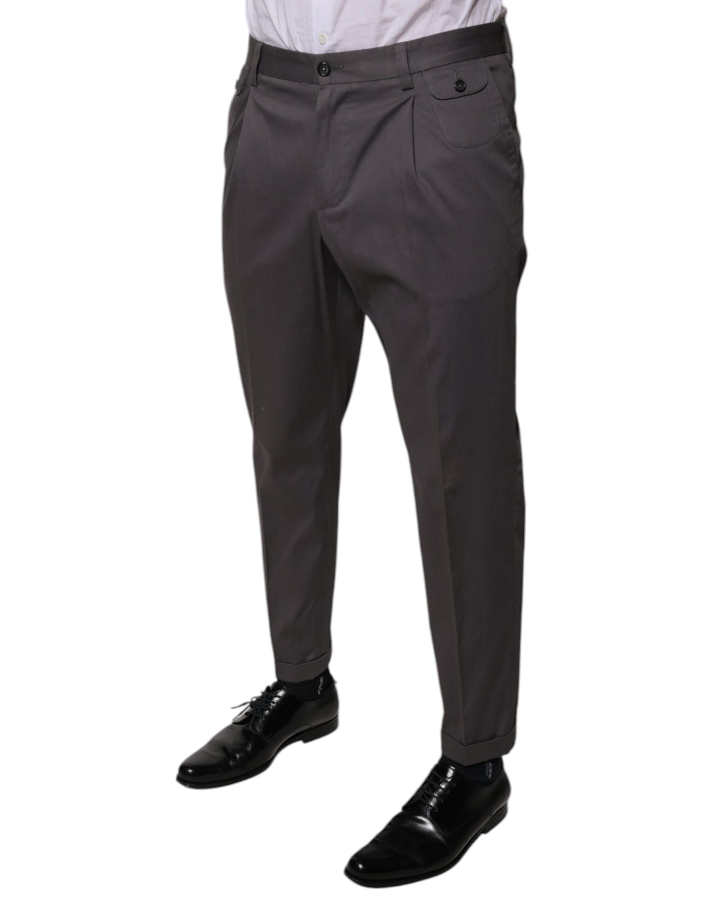 Dolce & Gabbana Dark Gray Mid Waist Dress Pants