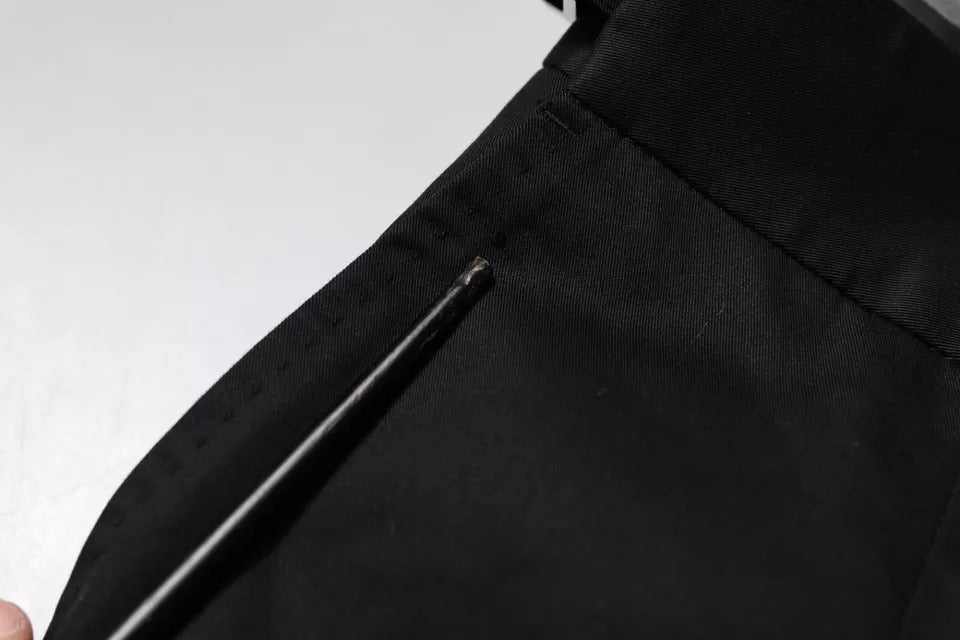 Dolce & Gabbana Black Cotton Tapered Formal Dress Pants