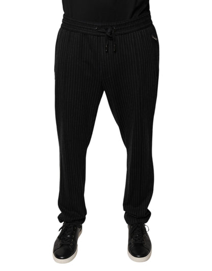 Dolce & Gabbana Black Stripes Viscose Skinny Dress Pants