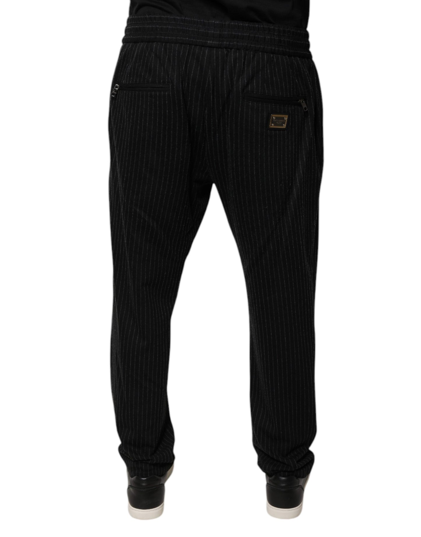 Dolce & Gabbana Black Stripes Viscose Skinny Dress Pants