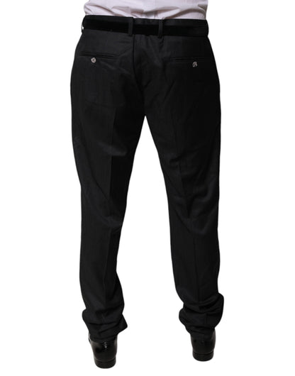 Dolce & Gabbana Black Wool Tapered Formal Dress Pants