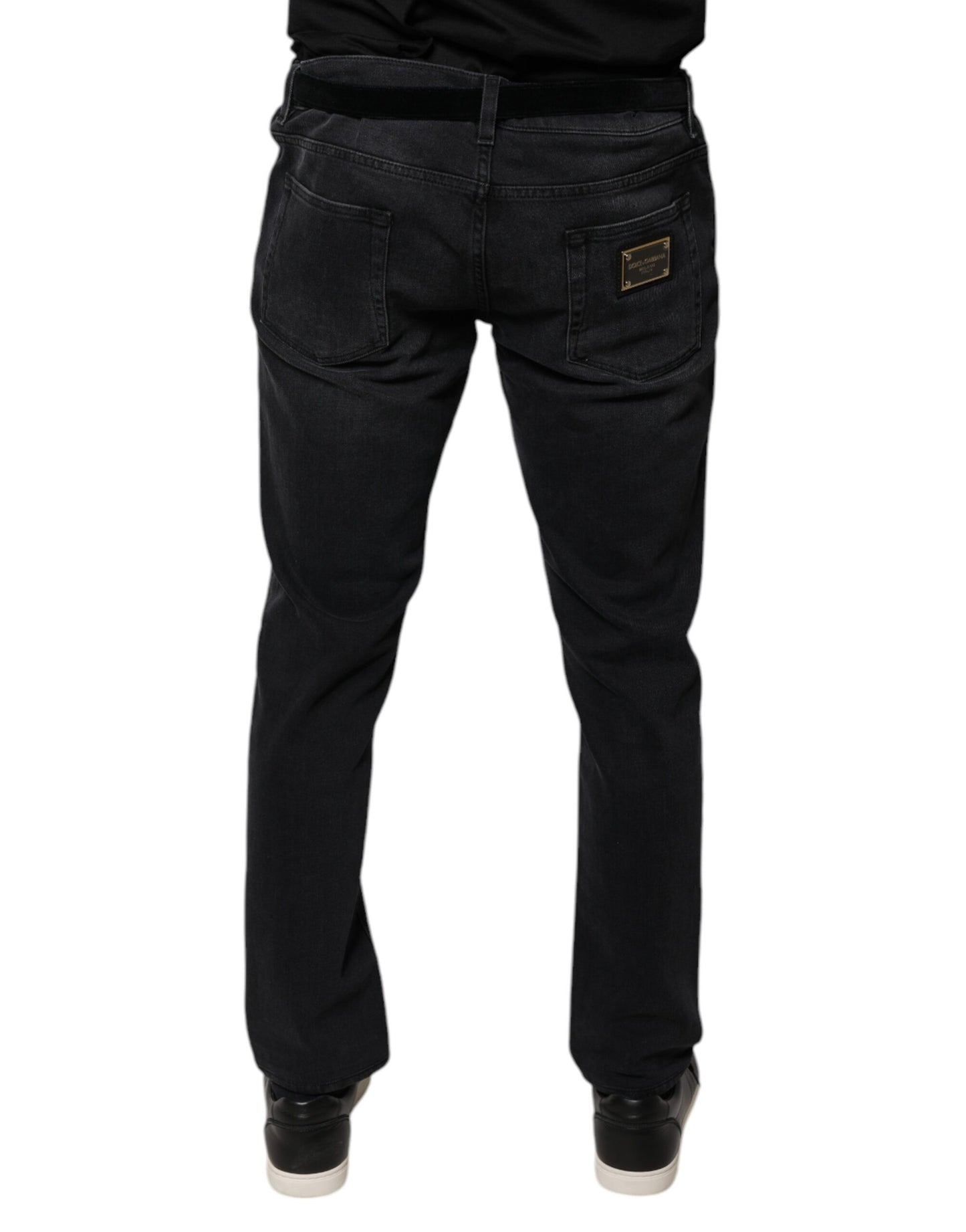 Dolce & Gabbana Black Logo Cotton Stretch Skinny Denim Jeans