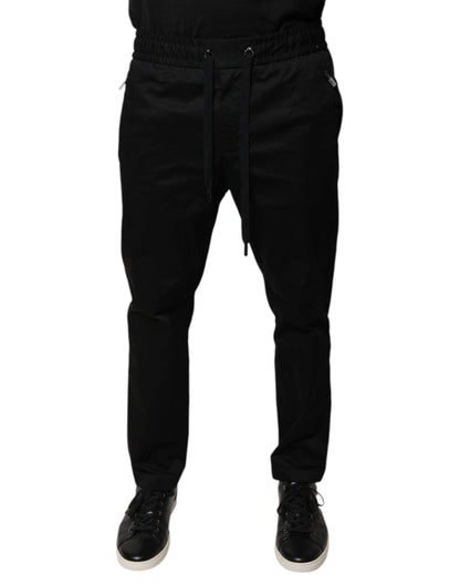 Dolce & Gabbana Black Cotton Stretch Skinny Sweatpants Pants