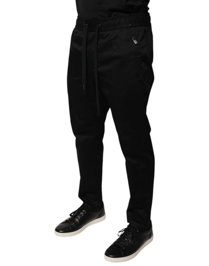 Dolce & Gabbana Black Cotton Stretch Skinny Sweatpants Pants