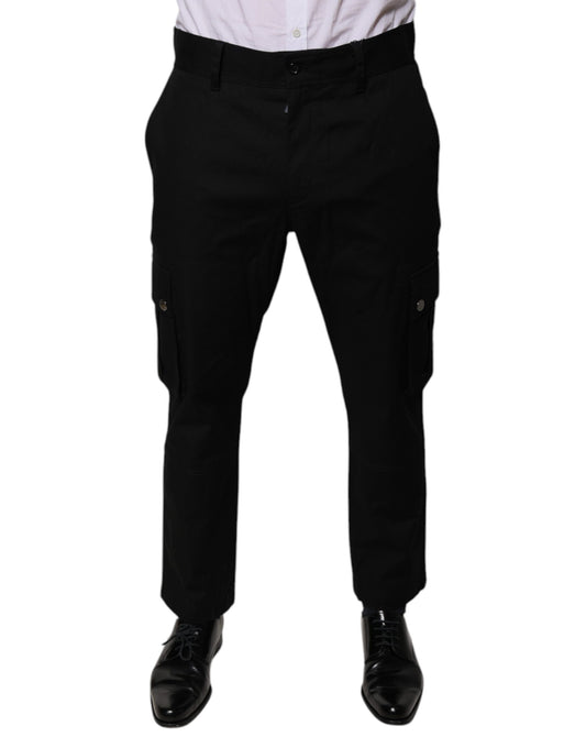 Dolce & Gabbana Black Cotton Cargo Tapered Pants