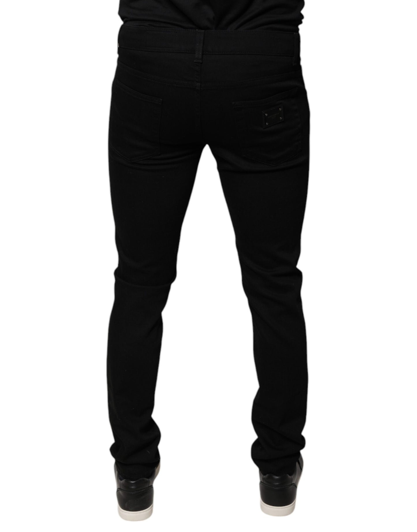 Dolce & Gabbana Black DG Crown Logo Cotton Skinny Denim Jeans