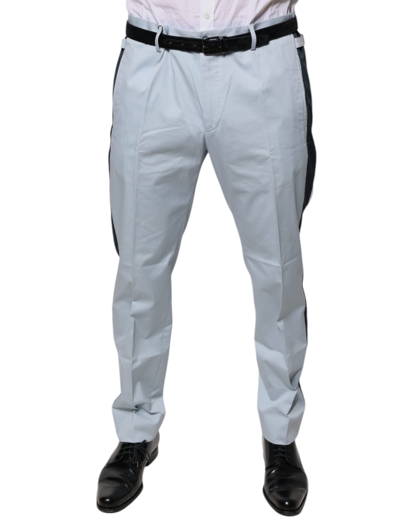 Dolce & Gabbana Light Blue Cotton Dress Formal Pants