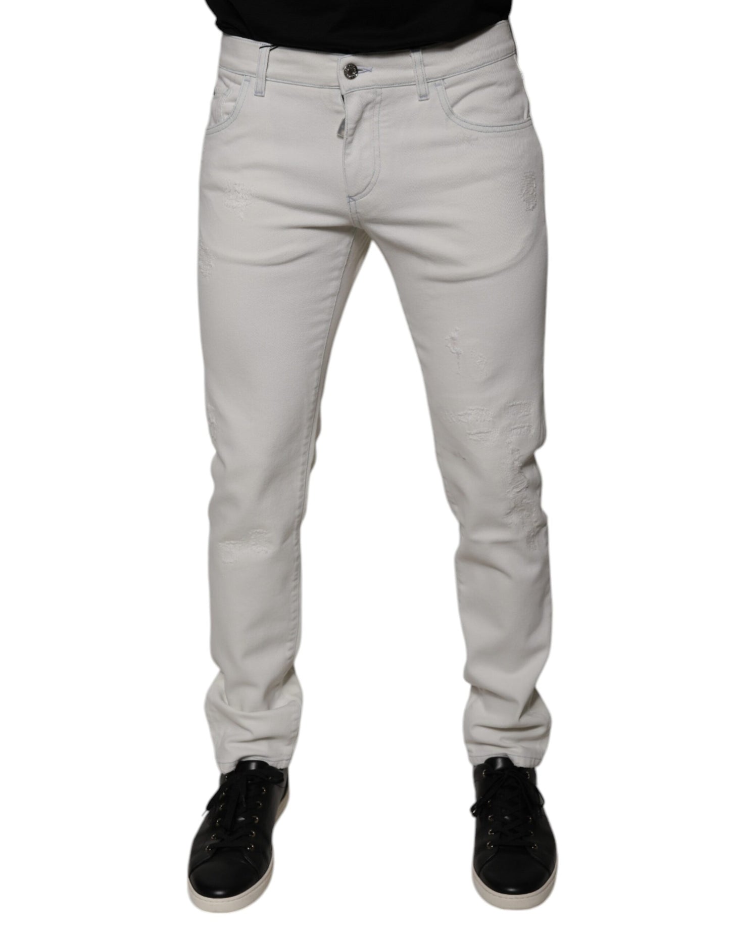 Dolce & Gabbana White Cotton Skinny Denim Jeans