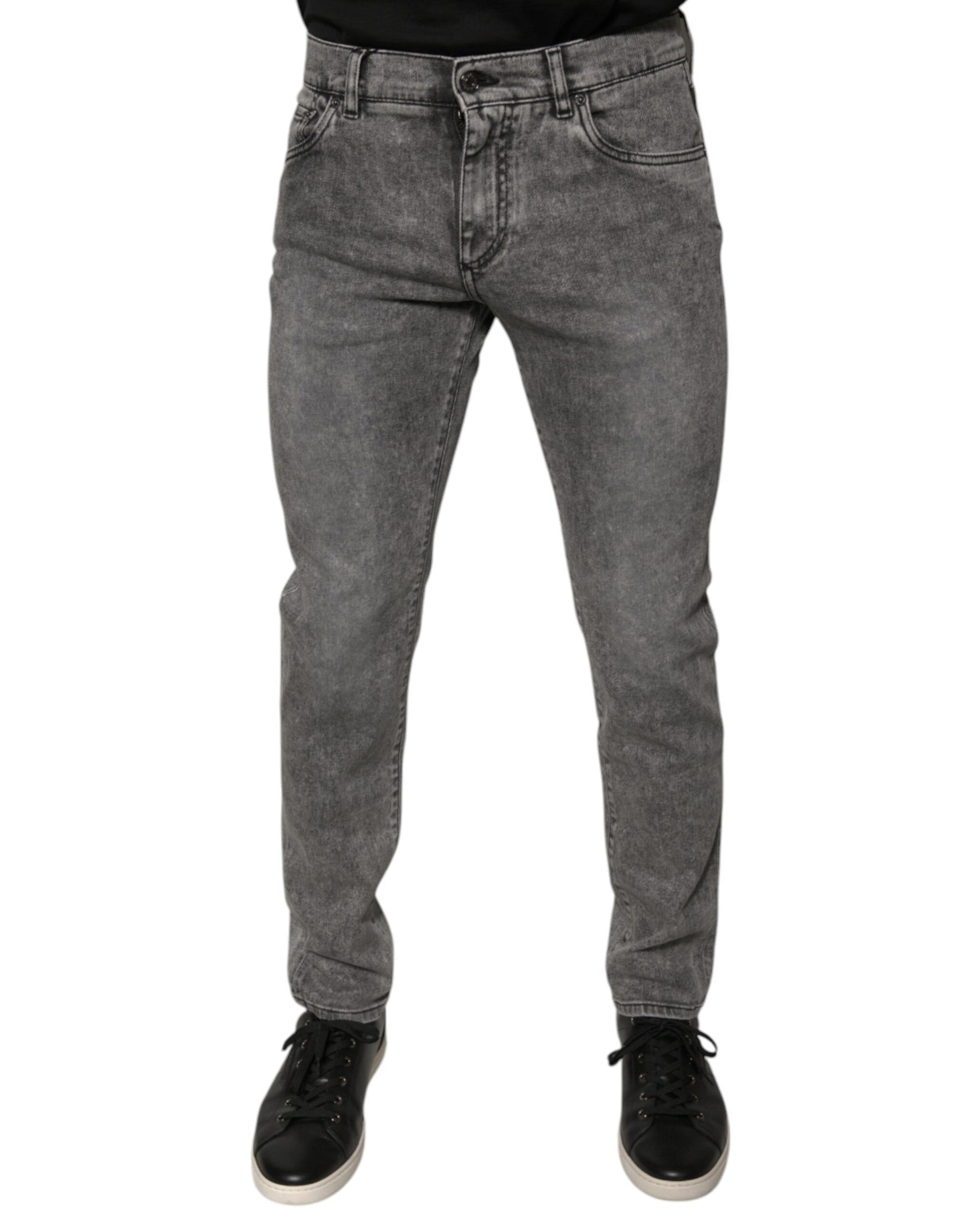 Dolce & Gabbana Gray Washed Cotton Skinny Denim Jeans