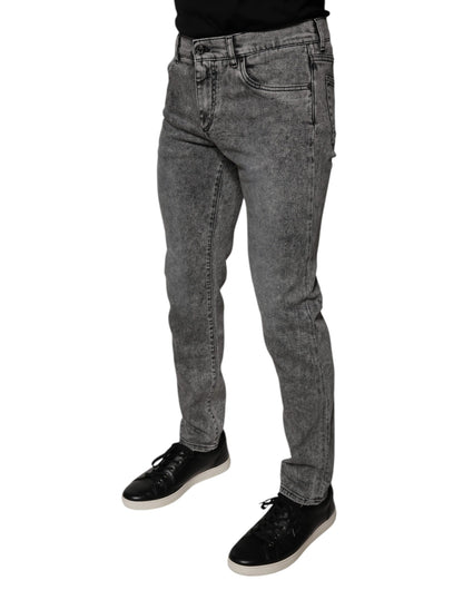 Dolce & Gabbana Gray Washed Cotton Skinny Denim Jeans