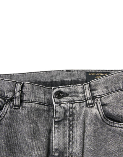 Dolce & Gabbana Gray Washed Cotton Skinny Denim Jeans