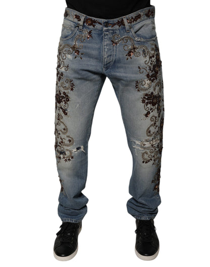 Dolce & Gabbana Light Blue Embroidered Skinny Denim Jeans