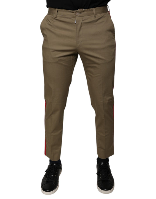 Dolce & Gabbana Brown Logo Men Casual Tapered Pants