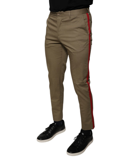 Dolce & Gabbana Brown Logo Men Casual Tapered Pants