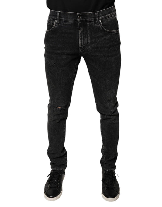 Dolce & Gabbana Black Cotton Stretch Skinny Men Denim Jeans