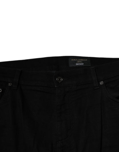 Dolce & Gabbana Black Cotton Stretch Logo Skinny Denim Jeans