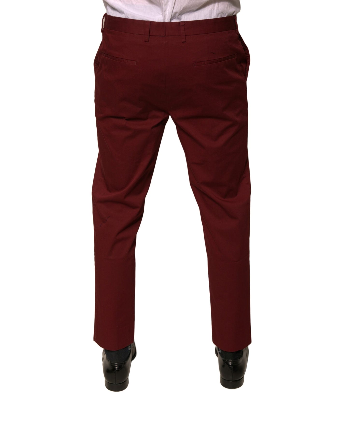 Dolce & Gabbana Maroon Cotton Men Skinny Dress Pants