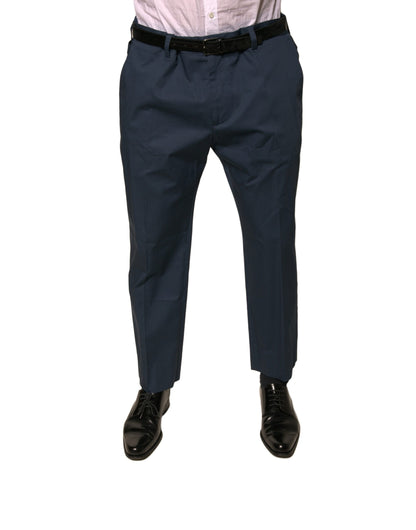 Dolce & Gabbana Blue Cotton Men Skinny Dress Pants