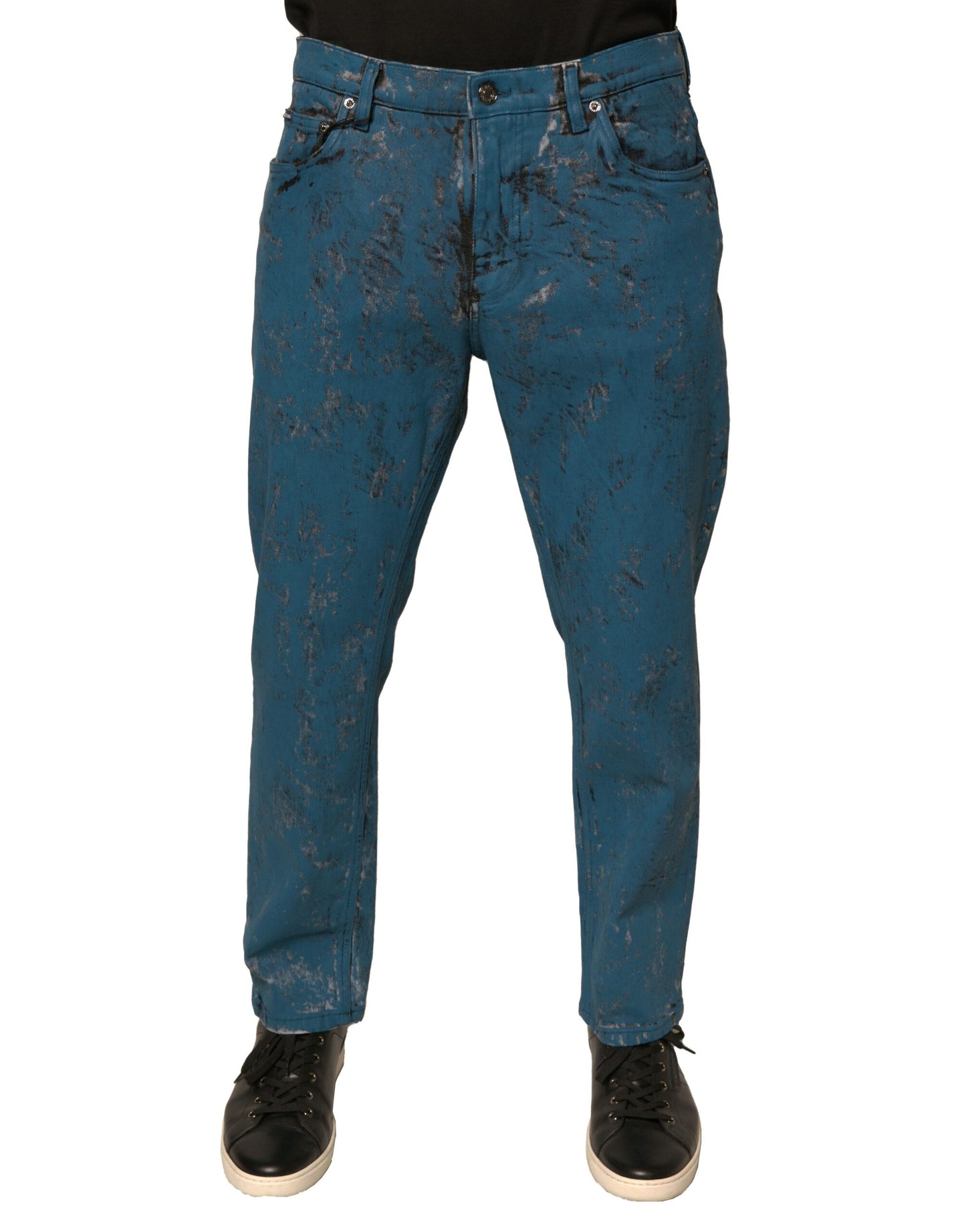 Dolce & Gabbana Blue Logo Cotton Stretch Skinny Denim Jeans