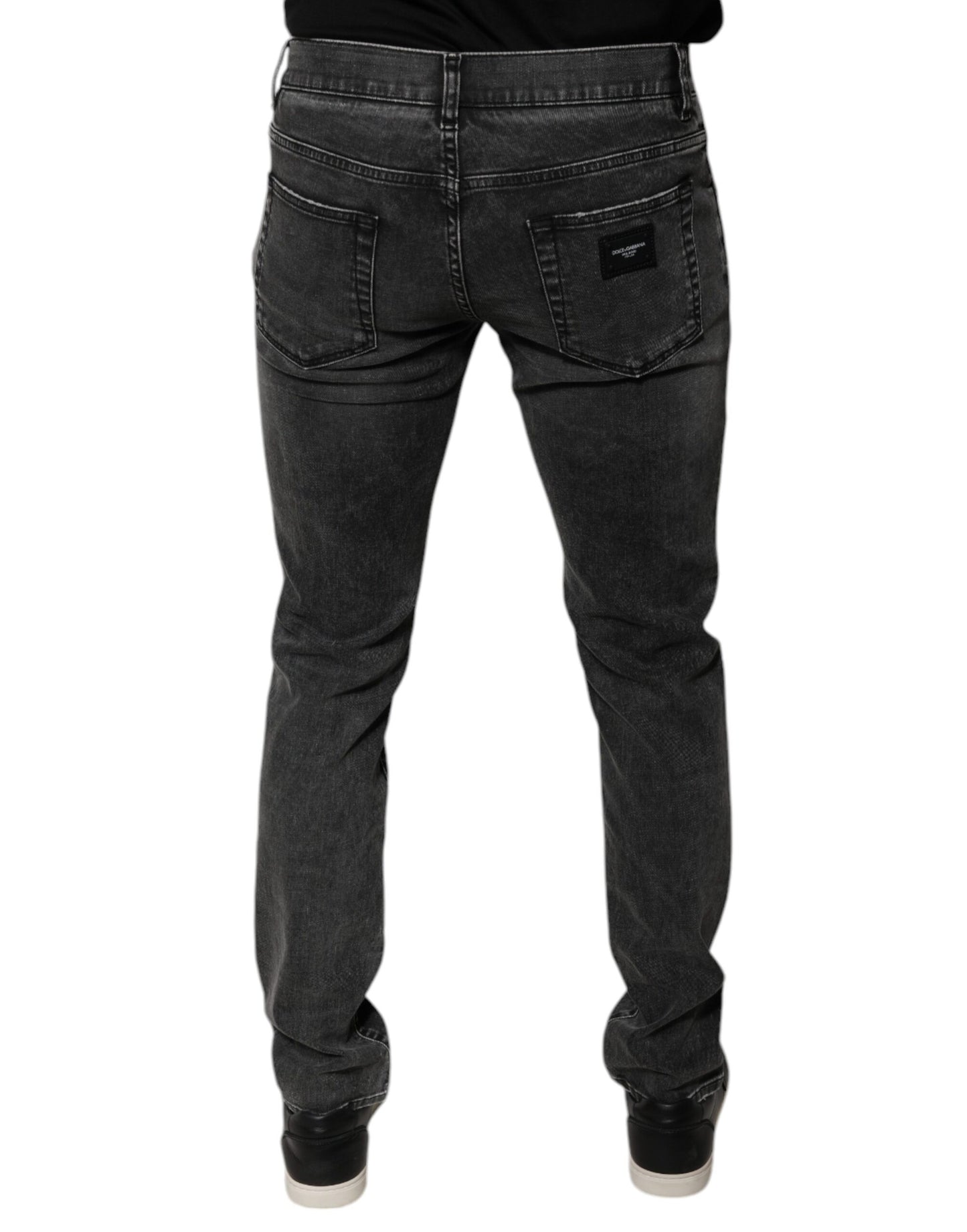 Dolce & Gabbana Black Logo Cotton Stretch Skinny Denim Pants